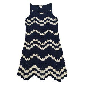 House Of Harlow 1960 XS Navy & Cream Crochet Sleeveless Dress, NWOT.